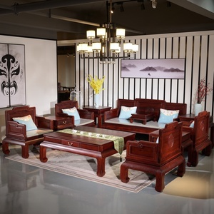 东阳东初红木家具 老挝红酸枝巴里黄檀明式简约七件/十一件套组合沙发
