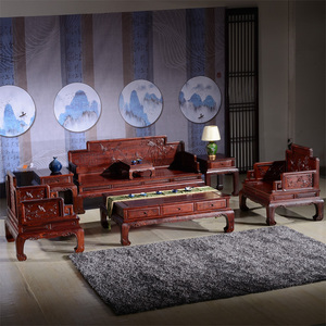 东阳红木家具 老挝红酸枝巴里黄檀中式仿古红木客厅明式沙发 十一件套七件套 沙发组合