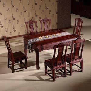 中式红木长方形餐桌老挝红酸枝木巴里黄檀餐桌椅实木中式餐台
